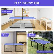 Foldable Table Tennis Table,Indoor & Outdoor Portable Ping Pong Table, Multifunctional Ping Pong Table Set, Includes Net, 2 Table Tennis Bats & 3 Balls - Blue - View 5