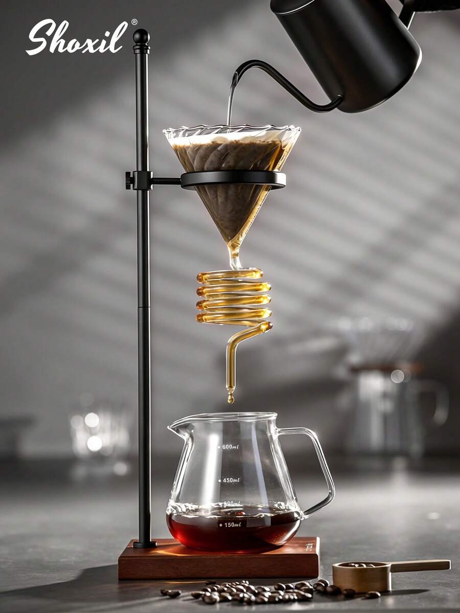 shoxil 1 buah Saringan Kopi Spiral, Kapasitas 1-4 Cangkir, Penyaringan Kopi Inovatif, Cangkir Saringan Kopi Kreatif, Teko Kopi, Dudukan Cangkir Saringan dengan Alas Kayu Solid yang Dapat Diperpanjang, Cocok untuk Pojok Kopi, Kafe, Ramadan - Menyaring - View 1
