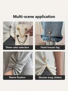 2pcs Rose-Shaped Pants Leg Shortening Buttons, Hidden Button Closure Design To Prevent Pants Dragging On The Ground, Waterproof, Portable, Durable, Suitable For Jeans And Casual Pants - Multicolor - View 5