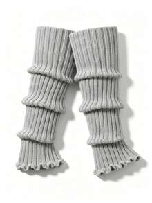 1 Pair Women's Ribbed Knit Slouchy Leg Warmers, Ruffle Hem Calf Covers, Y2K Party Festival Night Out Dance Fall Winter Outfit - Multicolor - View 22