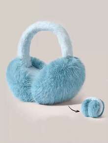 1pc Women's High-Quality Faux Fur Earmuffs, Foldable, Warm, Fashionable & Versatile, Fall / Winter - Baby Blue - View 3
