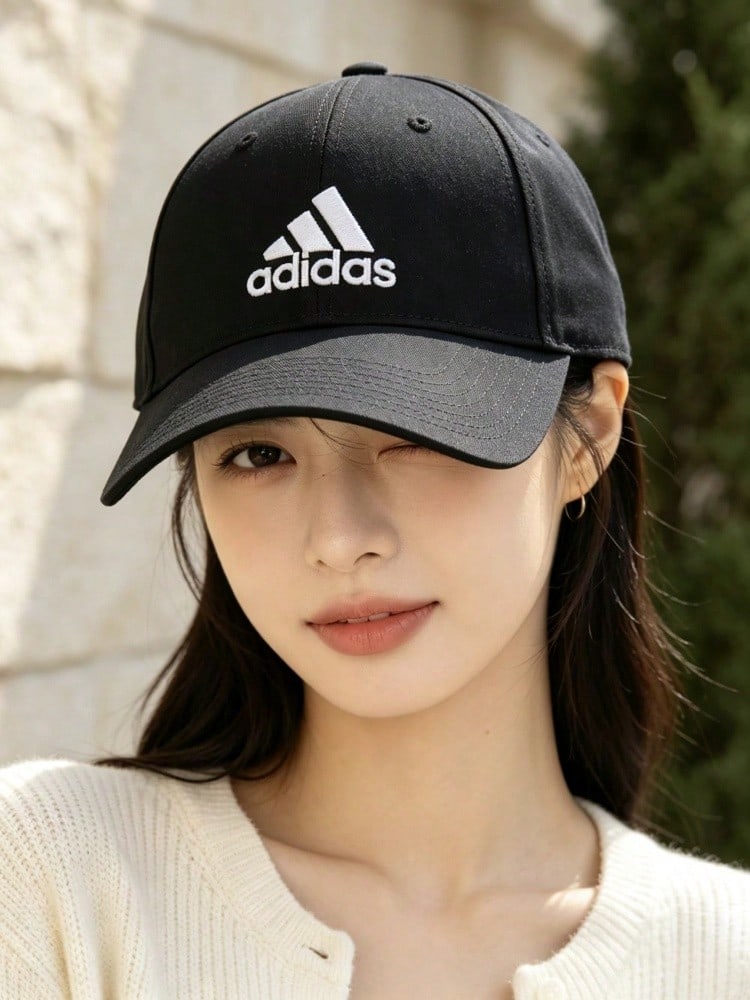 Adidas Embroidered Logo Outdoor Sports Cotton Baseball Cap Unisex Black - Black - View 1