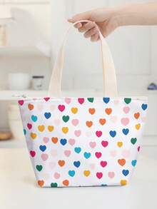 1Pc Pink Butterfly Love All-Over Print Lunch Tote Bag With Aluminum Foil Lining,Zipper Closure Insulated Cooler Handbag For Work School Picnic - Multicolor - View 8