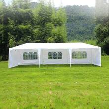 Carpa Toldo Plegable con Paredes y Ventanas 9x3 m Color Blanco| Lona Impermeable Transpirable| Estructura de Metal Resistente| para Eventos Bodas Jardín y Exteriores| Fácil de Armar - Blanco - Ver 3