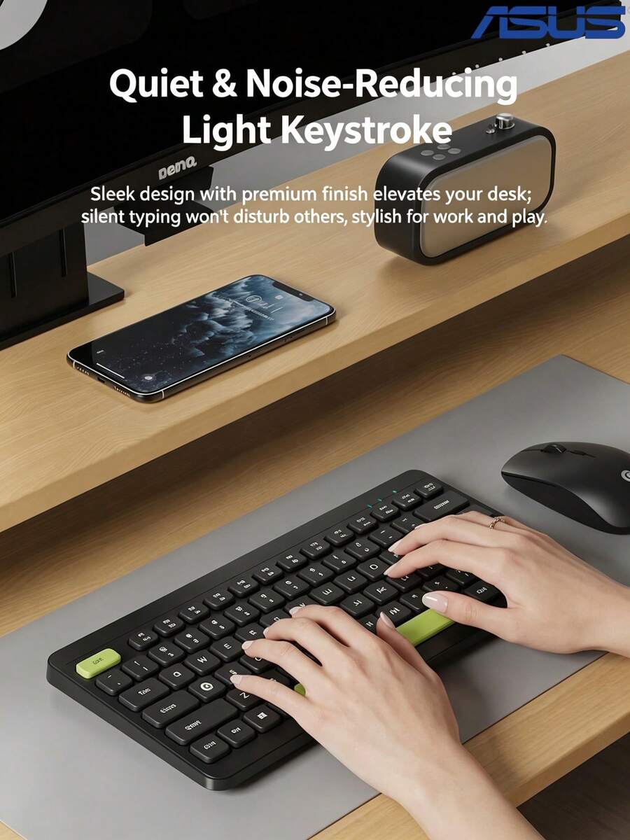 ASUS WK40 無線鍵鼠套裝,78 鍵巧克力鍵帽,靜音按鍵,適用於筆記型電腦、桌上型電腦辦公家用 - 查看 1