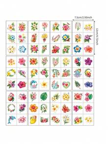 72pcs Flower Temporary Tattoo Stickers For Women, Hibiscus, Floral, Leaf And Coconut Pattern Tattoo Stickers For Hand, Face, Neck, Holiday Body Decoration, Fake Tattoo For Women Party Gifts - Multicolor - View 8
