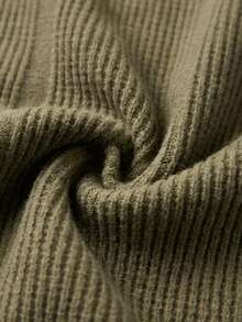 glestore Men's Vintage "Old Money Style" Solid Color Front Button Pullover Sweater, Casual & Comfortable, Classic All-Season Versatile Piece - Olive Green - View 7