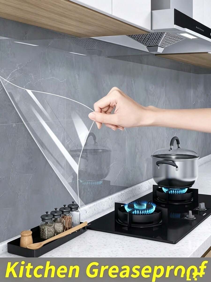 Self-Adhesive Transparent Wall Protective Film,Kitchen Oil-Proof, ,Water And Oil Resistant Peel And Stick Backsplash Protector,Suitable For Wall And Cabinet Protection Film,High Temperature Resistant Sticker, Transparent Tile Wall Sticker - Multicolor - View 1