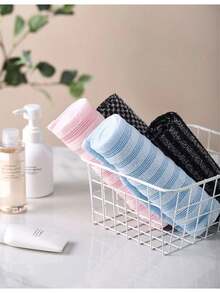 Exfolierande handdukset i mesh, dubbelsidig design, lämplig för både mild och kraftig exfoliering, effektiv kroppsskrubbning, perfekt för bad och ryggskrubbning. Högkvalitativt meshmaterial, praktisk remhandkuksdesign, lämplig för slät hud - Flerfärgad - Visa 2