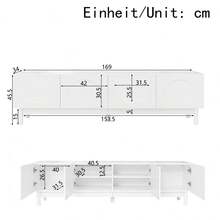TV Cabinet With Curved, Wavy Doors / Timeless Design TV Cabinet / With Stabilizing Legs / Ample Storage Space / Suitable For The Living Room, White - White - View 4