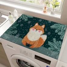 1pc Christmas Snowy Fox Pattern Diatomaceous Earth Absorbent Mat, Kitchen Countertop Drying Mat, Coffee Machine Mat, Pour-Over Coffee Pot Mat, Dish Drainer Mat, Non-Slip Heat-Resistant Kitchen Mat, Table Mat, Breakfast Mat, Washing Machine Mat, Home Kitchen Dining Table Coffee Shop Bar Decor Mat, Holiday Party Housewarming Gift - Multicolor - View 11