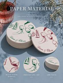 Custom Wedding Coasters Set Bulk,Personalised Wedding Coasters,Custom COCKTAIL Wedding Paper Coasters,New Home Gifts ,Party Table Decoration - Multicolor - View 8