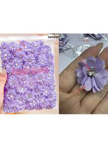 20/10件組 柔紫色雪紡3D花朵髮夾，花朵設計搭配水鑽裝飾，溫柔甜美可愛，極簡時尚髮飾髮夾－適合女孩與兒童，日常上學、度假、約會使用 - 彩色 - 查看 9