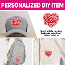 3pcs Heart-Shaped "Book Addict" Embroidered Iron-On Patches For Book Lovers, Suitable For Jeans, Hats, Jackets, Backpacks - Holiday Decoration & Commercial Promotion - Small Business Wholesale Fabric Patches - 3PCS-book - View 7