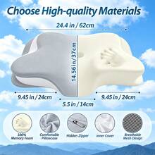 Bantal Kupu-kupu Busa Memori, Bantal Serviks, Bantal Leher Ortopedi Ergonomis - Light Grey - View 4