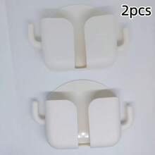 2pcs No-Drill Adhesive Wall Mount Shelves - Minimalist White Plastic Material, Can Store Phone And Other Items, Suitable For Bedroom, Living Room, Kitchen And Various Home Storage, Phone Accessories Organization, Bathroom Storage | Minimalist Design, Storage Rack - White - View 7