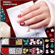 12-Grid Box New Christmas Series Nail Art Jewelry Santa White Snowflake Cute Bell Accessories Shiny Rhinestone Nail Gems – Versatile DIY Nail Art Accessories - Multicolor - View 5