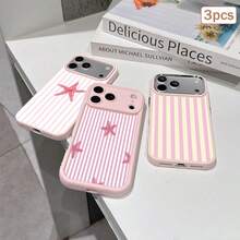 3 buah Casing TPU Motif Garis Anti Jatuh Perlindungan Penuh Presisi Kompatibel dengan Apple 11/12/13/14/15/16/16Pro/16ProMax/17/17pro/17ProMax/18pro 18ProMax - MultiWarna - View 1