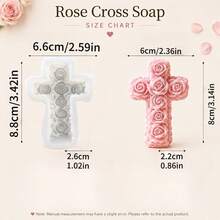 1pc Small Rose Cross Silicone Mold, Delicate Floral Cross Design, Flexible Silicone Easy Release, Suitable For DIY Aromatherapy Candles, Diffuser Stones, Church Wedding Decor, Valentine's Day Anniversary Handmade Creative Gift Making - Cross Rose Mold - View 9