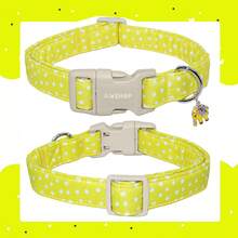 Yellow Polka Dot Adjustable Dog Collar With Quick Release Buckle, Adjustable Strap & Zinc Alloy D-Ring, Christmas Festival Pet Collar For Small, Medium, Large Dogs And Cats, Holiday Gift For Boy & Girl Pets - Yellow - View 2
