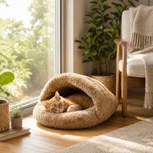 1pc Autumn/Winter Warm Slipper-Style Cat Bed, Semi-Enclosed Windproof Cave, One-Piece Thickened Insulated Cat Bed, All-Season Sleeping Pad For Cats And Dogs - Multicolor - View 7