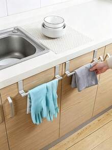 1 buah Rak Handuk Tanpa Bor, Gantungan Satu Batang di Atas Pintu Kabinet untuk Dapur & Kamar Mandi, Warna Solid, Pola Polos, Gaya Minimalis, Sepanjang Musim, Untuk Dewasa, Penyimpanan Rumah, Gantungan Pintu Kabinet, Tempat Handuk, Rak Penyimpanan yang Dipasang di Dinding - MultiWarna - View 4