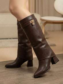 Women Knee-High Boots - Brown - View 2