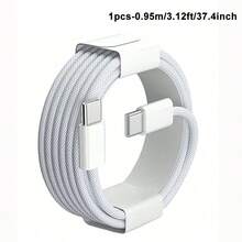 USB-C Fast Charging Cable Compatible With Iphone 17/16/15, USB-C To Type-C Charging Data Cable (3.3/6.6/10 Ft Nylon Braided), Suitable For Indoor/Outdoor/Travel And Car Environments, Supports Fast Charging, Compatible With IPhone 17/16/15/Pro/Pro Max/, , And Other Android Phones. 1pc/2pcs, Halloween Gift, Christmas Gift - White - View 15