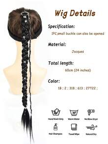 24Inch Silver Ring Buckle Star Fried Dough Twists Braid Fashion Braided Fine Silver Wire Ponytail Hair Decorate With Pentagrams Suitable For Ladies - Multicolor - View 6