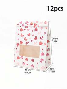 6pcs/12pcs/24pcs Xmas Holiday Window Stand-Up Paper Gift Bags, Visible Window Design For Candy Cookies Party Favor Pouches - View 24