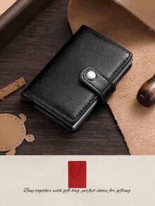 1 Pc/2pcs/Set Carbon Fiber Automatic Pop-Up Card Holder, Ultra-Thin Anti-Theft, Black / Brown, Regular / Genuine Leather / RFID Genuine Leather Style. (Card Holder Is The Main Product, Gift Bag Is An Accessory) - Black - View 18