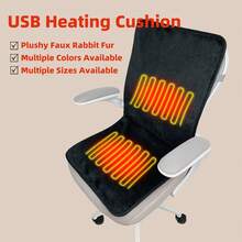 Large USB Powered Heated Seat Cushion With 5 Adjustable Temperature Levels And Timer, Overheat Protection - Plush Faux Rabbit Fur, Perfect For Home, Office Or Outdoor Use - Multicolor - View 4