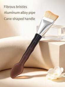 INYUSUN 1pc Bamboo Handle Face Foundation Makeup Brush, Dual-Ended Mask Spoon Concealer Makeup Tool, Portable Flat Head Seamless Base Brush - Multicolor - View 7