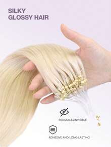 Micro Loop Hair Extensions Micro Bead Hair Extensions Nature Black 14-22inch Straight Micro Link Real Human Hair Hair Extensions Invisible Beads Thick Nano Ring Hair Extensions Silky And Smooth Easy To Wear For Daily &Halloween Costumes&Christmas - S60 - View 5
