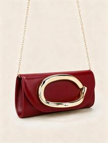 REMANLAND Vintage Solid Color Clutch, Versatile Mini Wallet, Fashion Handbag, Suitable For Weddings, Parties, Evenings, Dinners And Other Occasions - Burgundy - View 3
