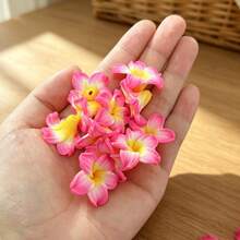 10pcs Soft Clay 25mm Plumeria Flower Straight-Hole Beads Polymer Clay Hawaiian-Themed Flower Beads Are Suitable For Jewelry DIY Making - 10pcs Plumeria Flower Beads - View 14