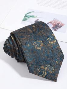 1pc Distressed Texture Full-Print Rose Floral Jacquard Men's Vintage Commuter Suit Decorative Tie - Multicolor - View 5