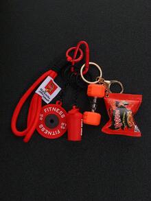 1 Pc Dumbbell Keychain Set, Women's And Men's Fitness Accessory Keychain, Bag Hanging Piece, Car Keychain, Great Gift Item - Multicolor - View 10