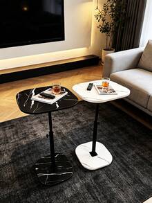 Adjustable Height Side Table, Modern Sofa & Bedside Table, Compact Laptop Snack Coffee Table, 2 Shapes & 2 Colours, 44.4–79.4 Cm - Black - View 3