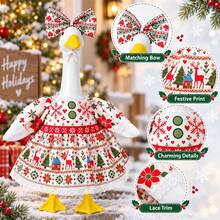 Christmas Porch Goose Outfit For 23 Inch Goose Statue, Snowflake Deer Dress & Bow Set, Yard Garden Porch Home Room Decor, Gift For Friends - Multicolor - View 3