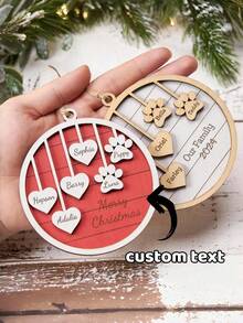 Personalized Family Christmas Decor | Customized Name Christmas Tree Ornament | 1-5 Names Wooden Holiday Keepsake | Family Christmas Gift - Multicolor - View 4