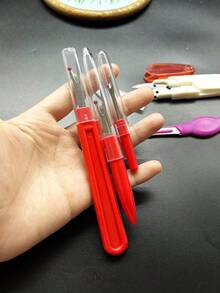 5pcs Red Seam Ripper Set, Includes Large, Medium, Small With Transparent Protective Cover, Red Scissors And Sickle Style, Sewing Seam Ripping Auxiliary Tool, Suitable For Embroidery, Patchwork, Fabric Craft, Clothing Alteration And Repair, Handmade Sewing DIY Accessories - Seam Ripper Set - View 7