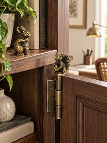 Hinge Head Decorative Toppers - Brass Sparrow, Rabbit, Squirrel, Cat And Monkey Magnetic Door Hinge Toppers, Animal Lover Home Decor Gift - New Model - View 5