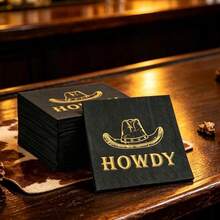 20/40/60pcs Western Party Napkins HOWDY Print Disposable Paper Napkins For Western Birthday Last Rodeo Bachelor Party Supplies BabyShower Decorations - View 3