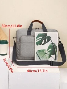 Minimalist Business Laptop Bag With Air Cushion, Large Capacity, Multi-Compartment Commuter Briefcase, Handheld, One Shoulder, Crossbody Bag - Grey - View 4