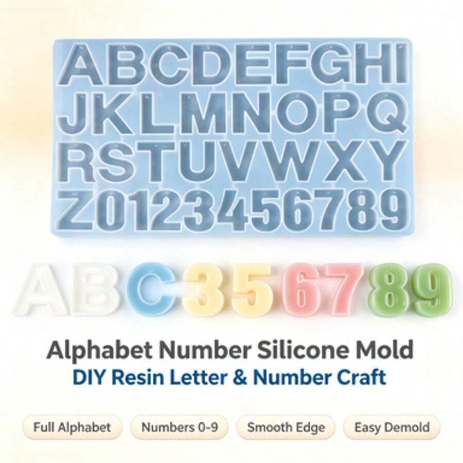 26 Alphabet & Number Silicone Molds, High Gloss Resin Casting Molds, Suitable For DIY Crystal Pendants, Keychains, Jewelry, Birthday & Holiday Gifts, Handmade Jewelry - A - View 1