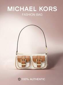 Michael Kors 女款 MK Zoe 小號荔枝紋單肩包，經典復古手提包，時尚拉鍊波希米亞風格購物派對包 - 米棕色 - 查看 2