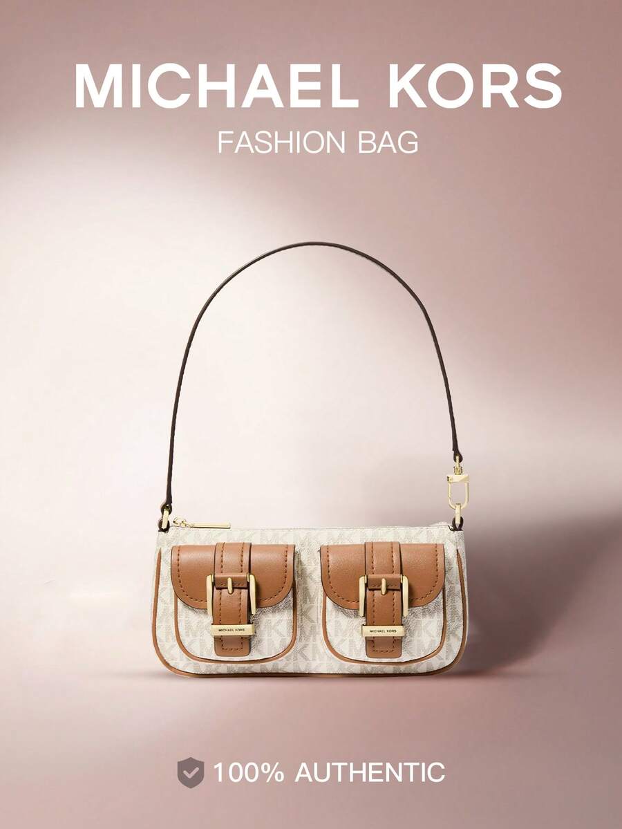 Michael Kors 女款 MK Zoe 小號荔枝紋單肩包，經典復古手提包，時尚拉鍊波希米亞風格購物派對包