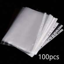 100pcs A4 Transparent Loose-Leaf Folders, Transparent Document Bags, Waterproof File Organizers, Suitable For Standard 2/3/4 Hole Binders - A - View 8