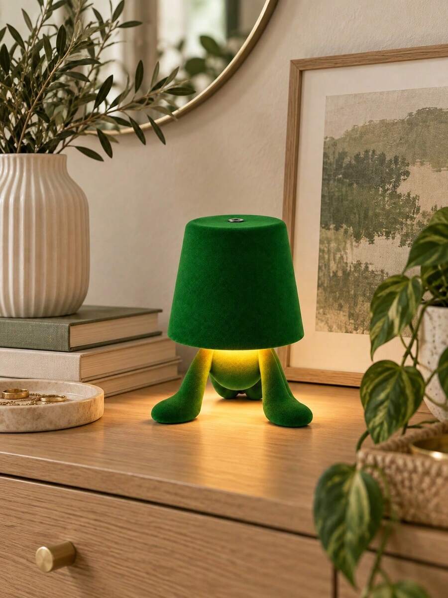 Adorable Character Night Light USB Rechargeable Touch Table Lamp 3 Color Modes Portable Bedside Lamp For Bedroom Desk Living Room Decor